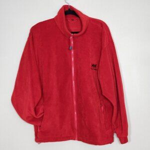 Helly Hansen Jacket Mens L Red Fleece Full Zip Mock Neck Pockets Outdoor Cozy